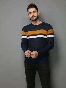 Men Sweaters - สีกรมท่า - ดู 1
