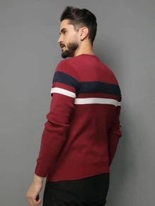 Men Sweaters - בורגונדי - ראה 3