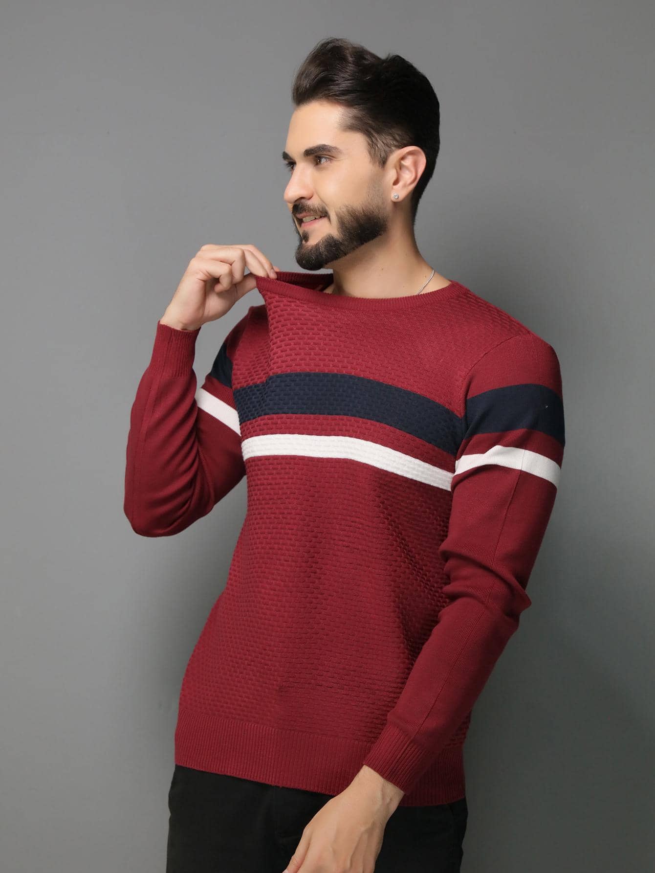 Men Sweaters - בורגונדי - ראה 1