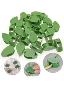 20 Clips Forma De Hoja Para Pared, Guía Plantas. - Verde militar - Ver 1