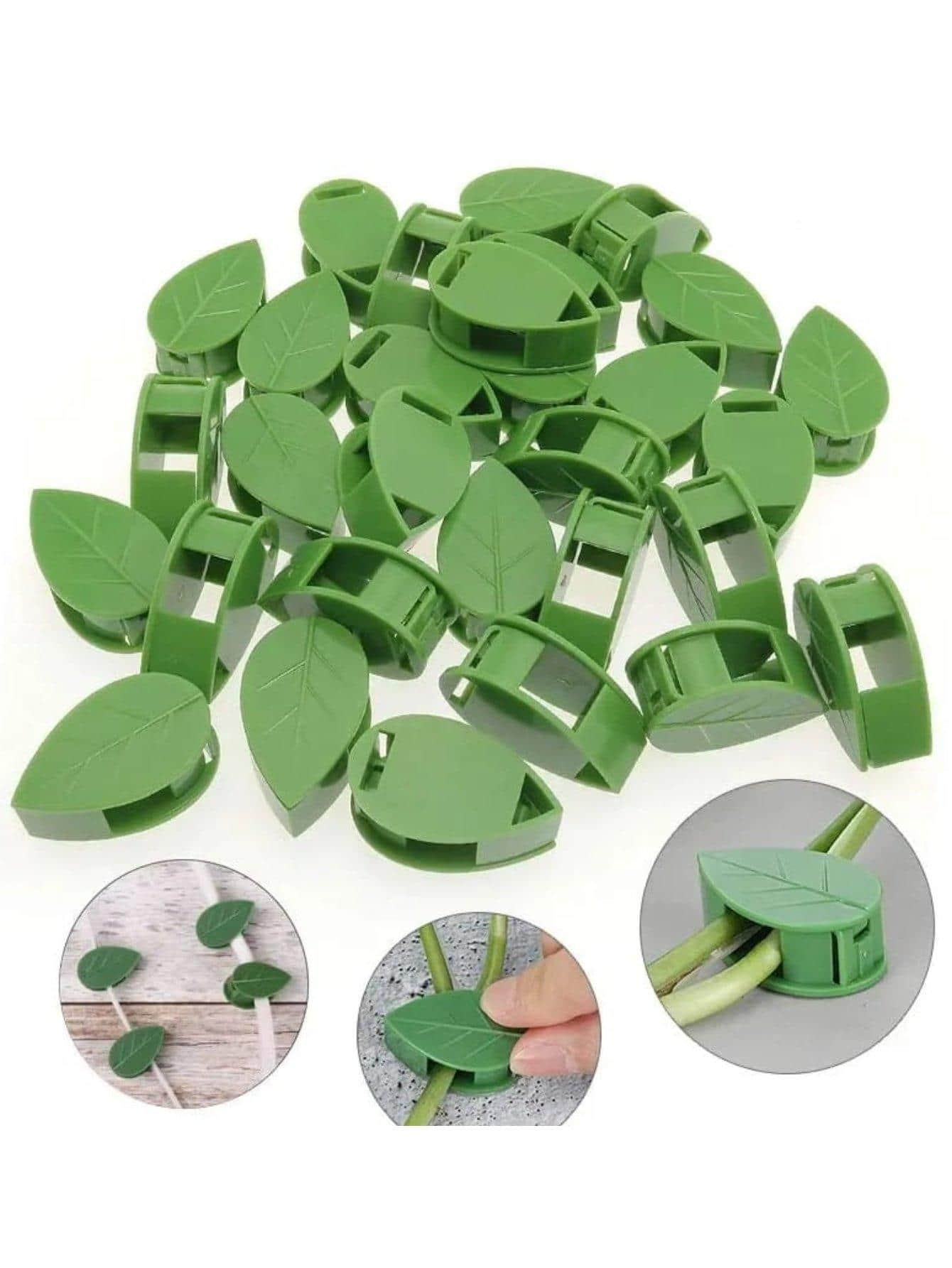 20 Clips Forma De Hoja Para Pared, Guía Plantas. - Verde militar - Ver 1
