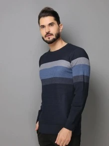 Men Knit Tops - 藍色 - 查看 5