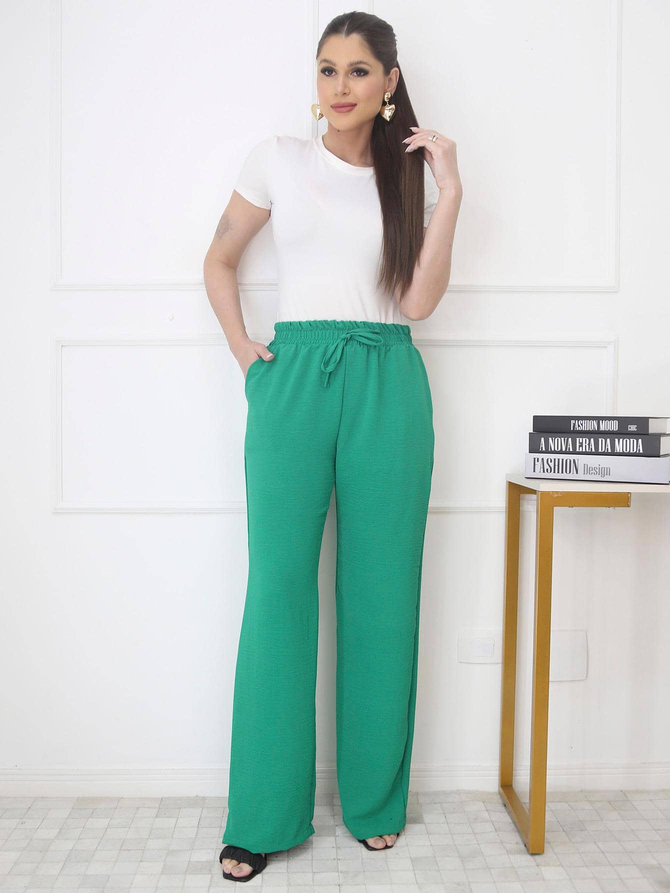Women Pants - 綠色 - 查看 1