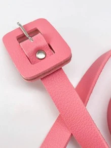 CYM cinto feminino sintetico fivela quatrado - Coral - Visão 2