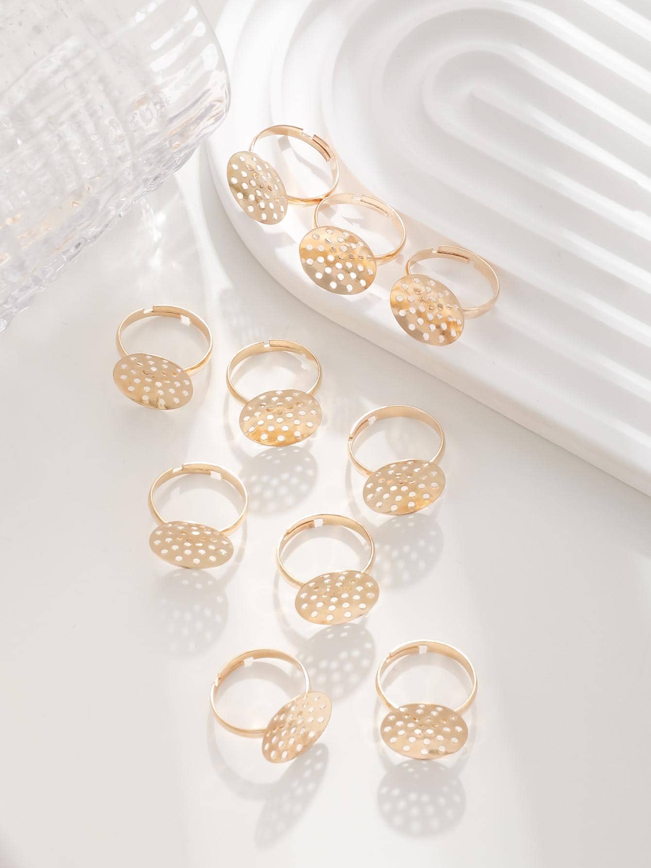 10 cái/bộ Vòng trang trí hình tròn rỗng - Vàng - Xem 1