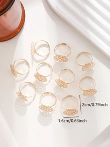 10 cái/bộ Vòng trang trí hình tròn rỗng - Vàng - Xem 2