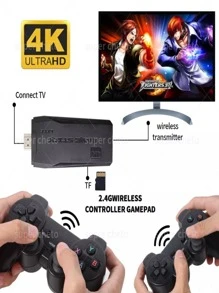 M G SHOP Videogame Stick 15mil 2 Controles Sem Fio Console Original Portatil Jogos Retro Antigo Marisa 2.4G Wireless - Preto - Visão 4