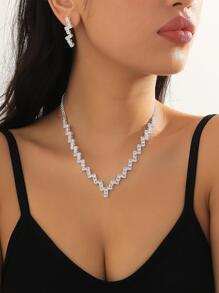 3pcs/set Glamorous Cubic Zirconia Decor Jewelry Set For Women For Party