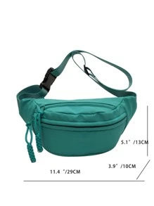 Medium Fanny Pack Green Casual Adjustable Strap