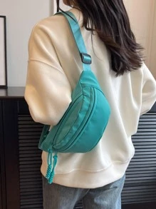 Medium Fanny Pack Green Casual Adjustable Strap