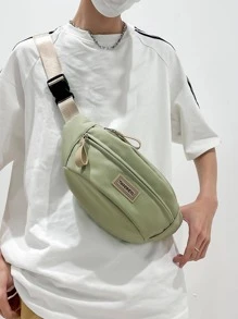 Letter Patch Fanny Pack Green Casual Large Capacity - Green - View 3