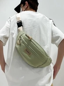 Letter Patch Fanny Pack Green Casual Large Capacity - Green - View 1