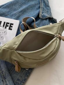 Letter Patch Fanny Pack Green Casual Large Capacity - Green - View 4