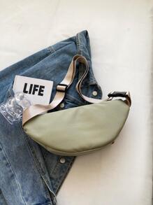 Letter Patch Fanny Pack Green Casual Large Capacity - Green - View 5