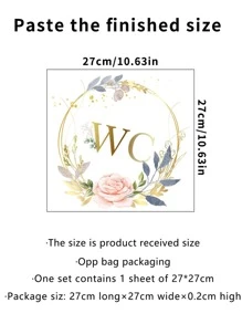 1 nhãn dán tường đồ họa hoa & chữ cái, Decal dán tường PVC hiện đại cho phòng tắm - Nhiều màu - Xem 8