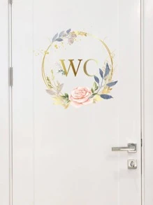 1 nhãn dán tường đồ họa hoa & chữ cái, Decal dán tường PVC hiện đại cho phòng tắm - Nhiều màu - Xem 3