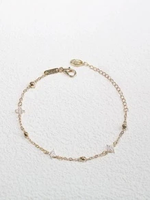 方晶鋯石裝飾手鏈 - 金黃色 - 查看 4