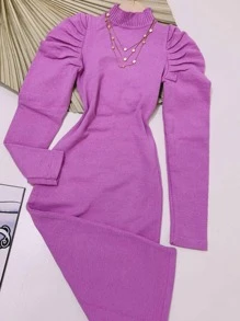Women Sweater Dresses - 紫色 - 查看 3