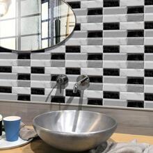 6入組磚塊圖案瓷磚現代PVC牆貼適用於客廳和臥室 - 彩色 - 查看 1