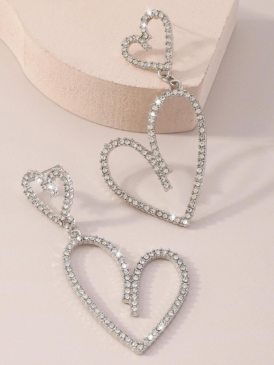 水鑽心耳墜 - 彩色 - 查看 1