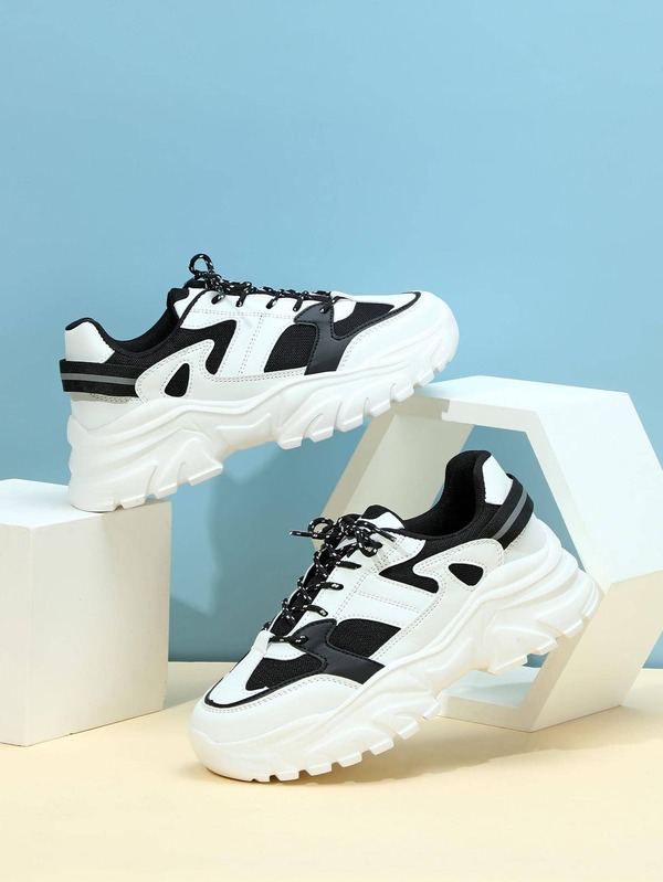 Adidași pentru bărbați, în două tonuri, cu șireturi, pantofi sport, în aer liber