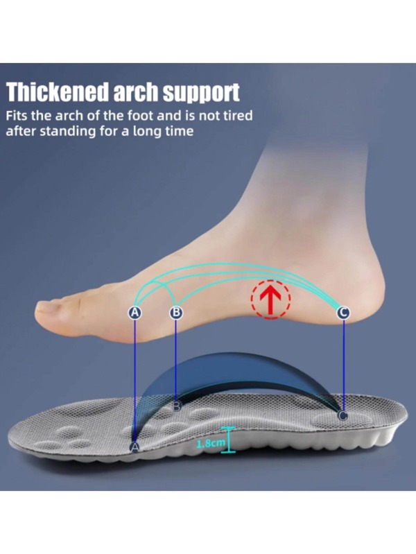 1pair Breathable Minimizes Bounce Shoe Insoles, Grey Casual Accessories