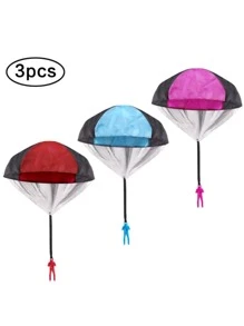 3入組不纏結拋出降落傘,帶士兵模型的戶外飛行降落傘,手拋降落傘作為聚會禮物 - 彩色 - 查看 2