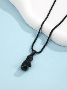 Men Boxing Gloves Charm Necklace, For Jewelry Gift And Party - Black - View 1