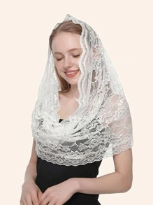 Khăn ren hoa - trắng - Xem 2