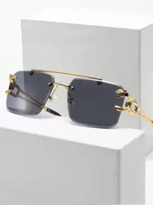 一副男士无框时尚眼镜，优雅時尚眼鏡配饰，沙滩配饰，打造街头风格，适合搭配毛衣、夹克、卫衣、连帽衫、皮裤和工装裤，是夏季海滩度假、户外活动和旅行的理想之选。 - 灰色 - 查看 3