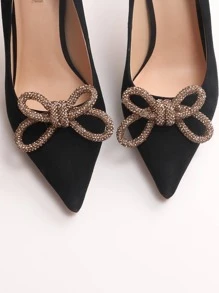 1 Cặp phụ kiện trang trí giày/ủng đính nơ kim cương pha lê nhiều màu, hình dạng hình học thủ công, phù hợp với giày cao gót gợi cảm của phụ nữ, giày dép và trang phục phù hợp cho phụ nữ - Vàng - Xem 1