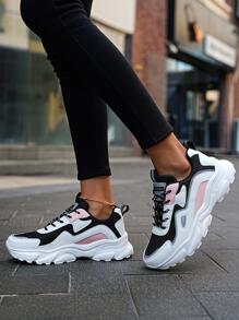 Women's Cushioned MeshLeather Sneakers W/ Bubblegum Contrast | StompWave Platform For Park Strolls & Coffee Runs (Breathable Fall-Ready)​