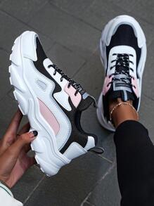 Women's Cushioned MeshLeather Sneakers W/ Bubblegum Contrast | StompWave Platform For Park Strolls & Coffee Runs (Breathable Fall-Ready)​