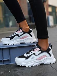 Women's Cushioned MeshLeather Sneakers W/ Bubblegum Contrast | StompWave Platform For Park Strolls & Coffee Runs (Breathable Fall-Ready)​