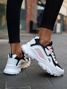 Women's Cushioned MeshLeather Sneakers W/ Bubblegum Contrast | StompWave Platform For Park Strolls & Coffee Runs (Breathable Fall-Ready)​