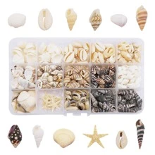 1 caja de cuentas de bricolaje en forma de estrella de mar y concha de estilo bohemio para mujeres para hacer joyas en días festivos