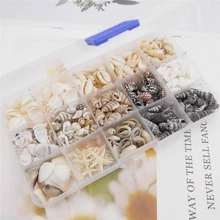 1 caja de cuentas de bricolaje en forma de estrella de mar y concha de estilo bohemio para mujeres para hacer joyas en días festivos