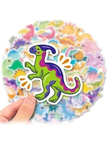 50入組卡通恐龍圖案塗鴉貼紙,可愛多用途裝飾貼紙適用於手工,裝飾用品,手帳 - 彩色 - 查看 2