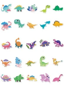50入組卡通恐龍圖案塗鴉貼紙,可愛多用途裝飾貼紙適用於手工,裝飾用品,手帳 - 彩色 - 查看 3
