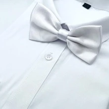 1pc Men's Solid Color Double-Layered Polyester Tie, Suitable For Wedding Groomsmen, Hosts And Waiters Casual, Accessories, Festival, Graduation Gift, - White - View 2
