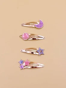 4pcs Star & Moon Decor Hair Clip - Multicolor - View 3