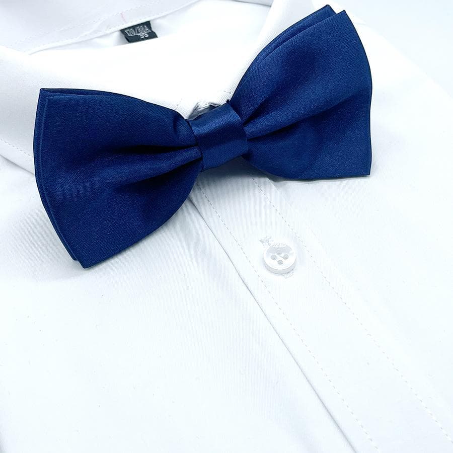 1 件纯色双层涤纶领带，适合男士婚礼伴郎、服务员或领结，适合情人节休闲男士领带 - 藏蓝色 - 查看 1
