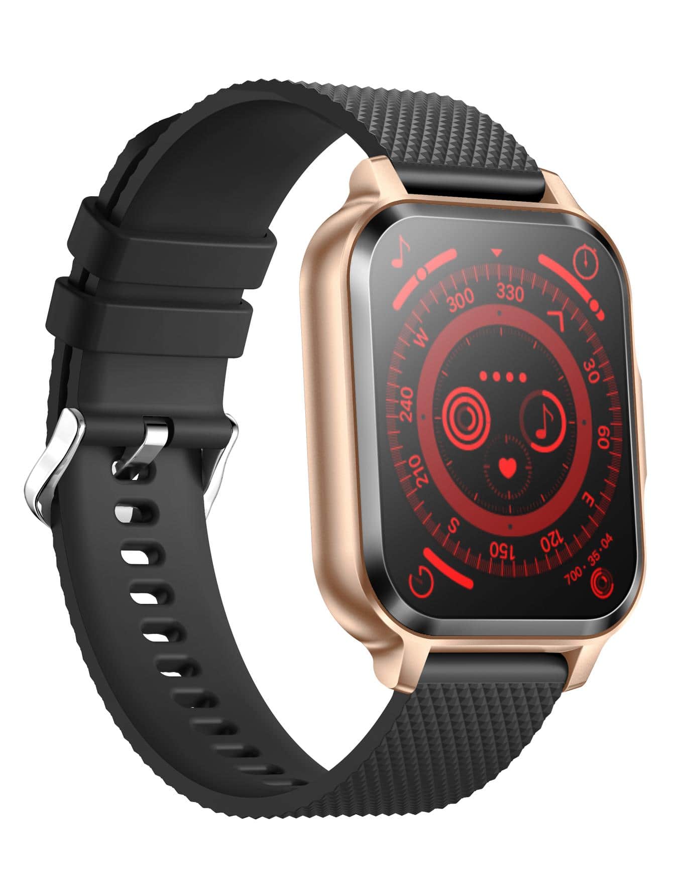 Heart Rate Monitoring Sleep Tracking Square Dial Smart Watch - Gold - View 1