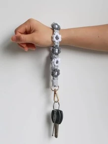 Phụ Nữ Charm Hoa Bện Chi Tiết Móc Khóa Boho Cho Quà Tặng - Màu xám đen - Xem 1