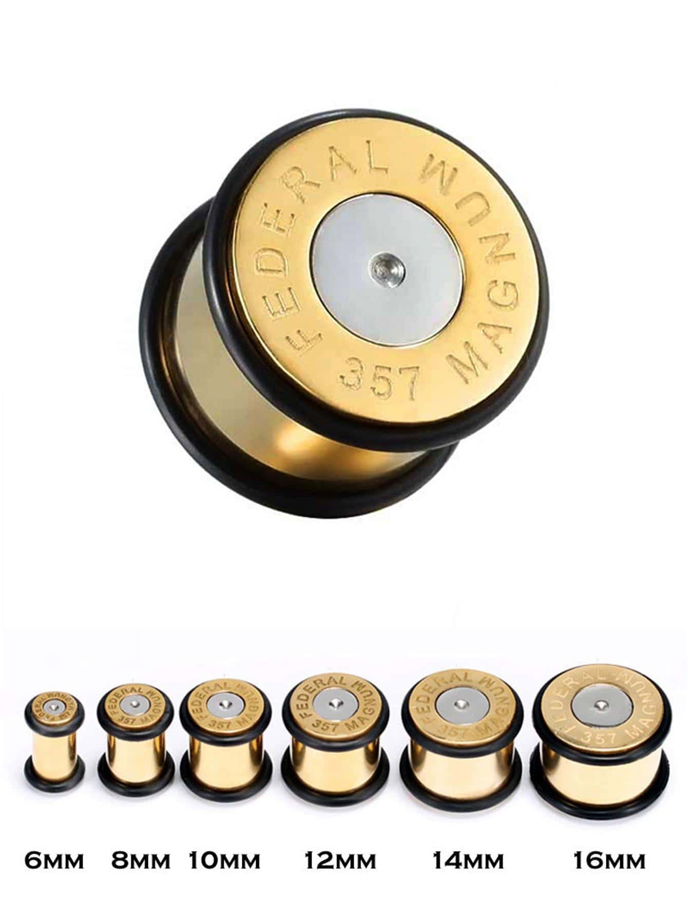 1pc Letter Detail Ear Gauge - Silver - View 1