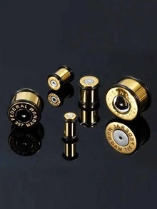 1pc Letter Detail Ear Gauge - Silver - View 6