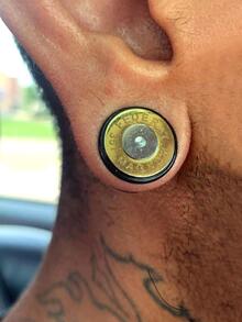 1pc Letter Detail Ear Gauge - Silver - View 5