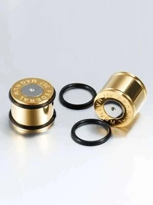 1pc Letter Detail Ear Gauge - Silver - View 2