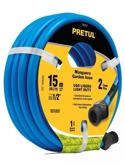 Manguera 1/2 , Conexiones Plásticas, 15 M, Pretul, man-15x1/2pa