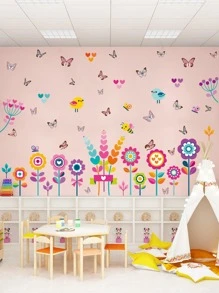 4入組蝴蝶和花卉圖案牆貼 - 彩色 - 查看 2